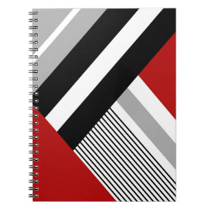 Carnet Formes géométriques rouges, grises, blanches et no