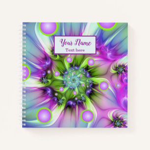 Carnet Formes rondes spirales colorées Nom fractal Abstra