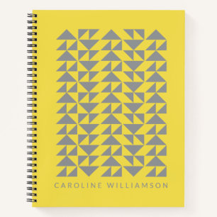 Carnet Formes triangulaires géométriques en jaune personn