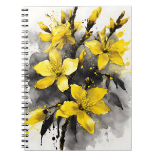 Carnet Forsythia - Fleurs aquarelle