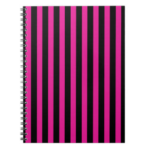 Carnet Fouchsia et bandes de bonbons noirs