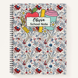 Carnet fournitures scolaires florales de prairie pour ens
