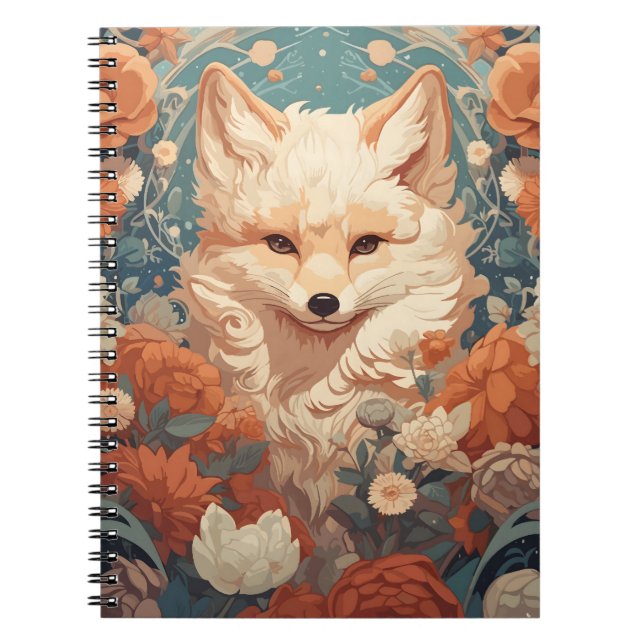 Carnet Fox En Forêt Beau Renard Floral (Devant)