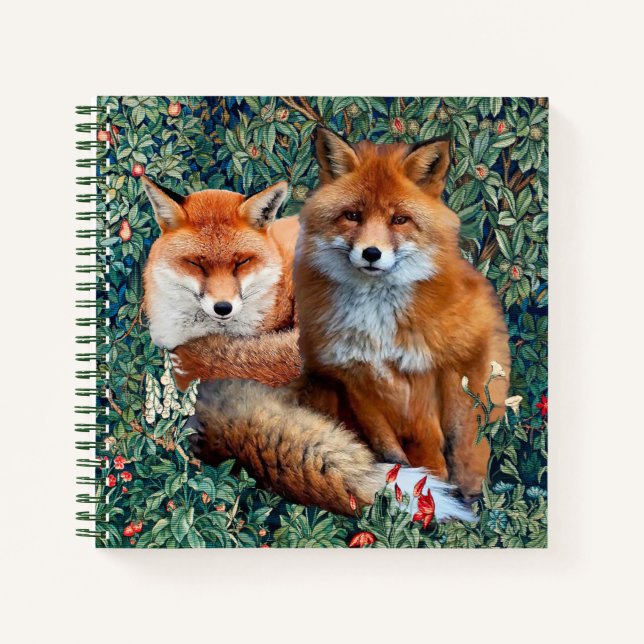 CARNET FOXES ROUGES PARMI LA VERDURE, LE FOLIAGE ET LES F (Devant)