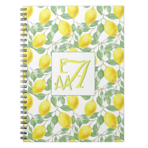 Carnet Fraîchement Citron Arbre Monogramme Décor Cadeaux