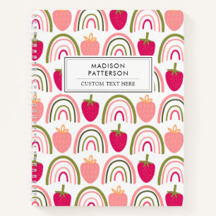 Carnet Fraises mignonnes simples Couleur Arc-en-ciel