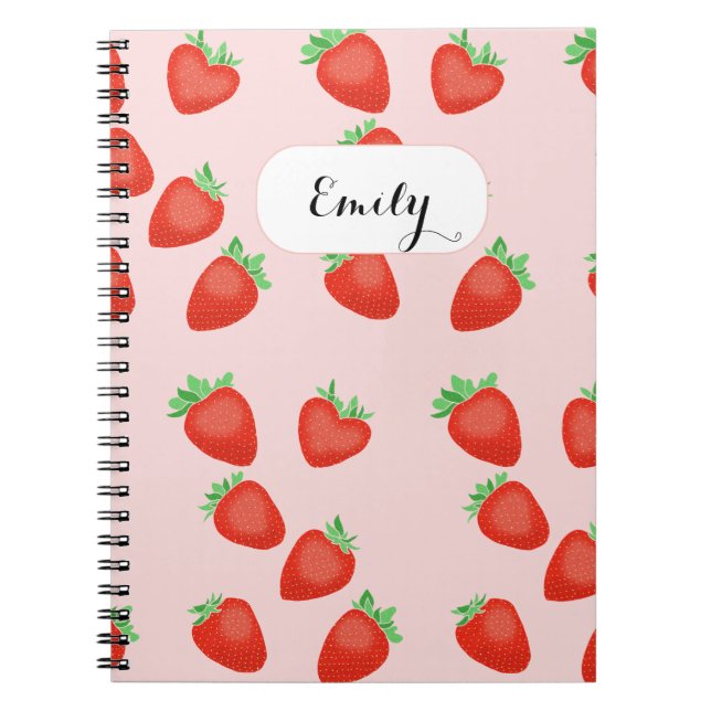 Carnet Fraises Milkshake aux fraises Nom personnalisé (Devant)