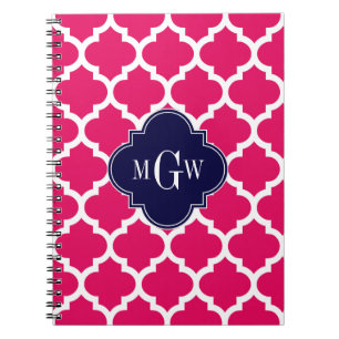 Carnet Framboise Wharo Marocain #5 Marine 3 Monogramme in