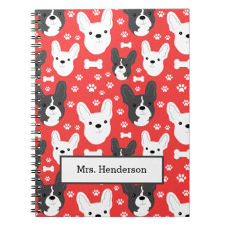 Carnet Français Bulldogs Français Chien Motif Rouge