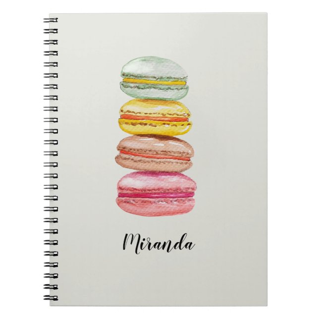 Carnet Français Macarons aquarelle peinte à la main (Devant)