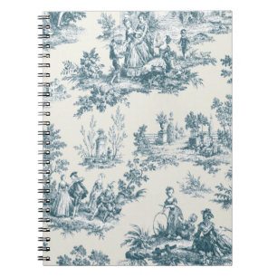 Carnet Français toile de jouy sage vert élégant