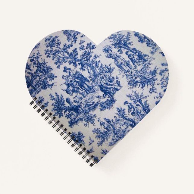 Carnet Française toile de jouy bleu et blanc élégant (Devant)