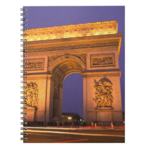 Carnet France, Paris, Arc de Triomphe au crépuscule.