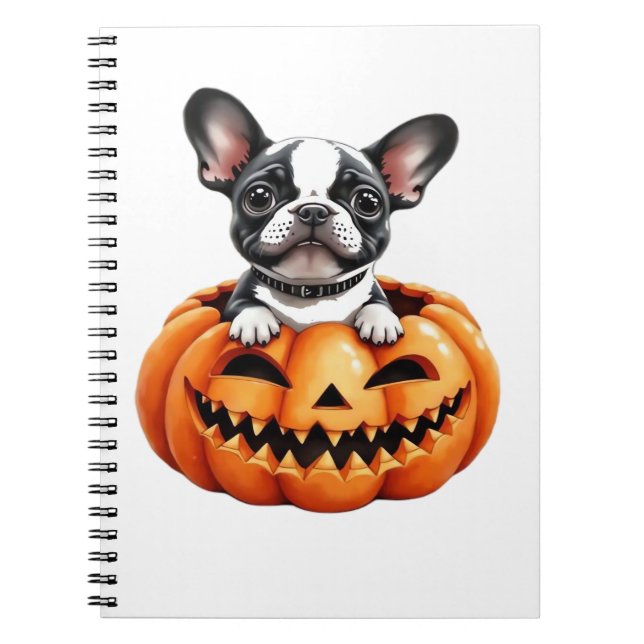 Carnet French Bulldog Happy Halloween Classique citrouill (Devant)
