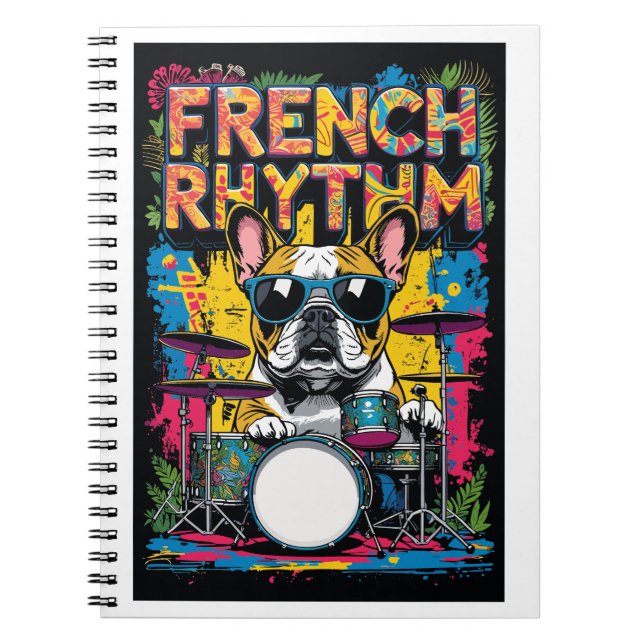 Carnet French Bulldog Playing Drums (Devant)