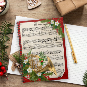 Carnet French Horn avec Partition Vintage Noël
