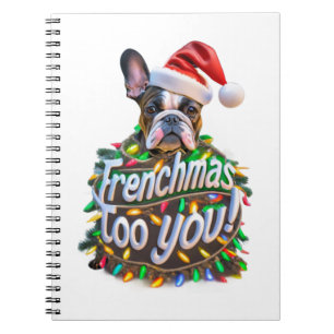 Carnet Frenchmas to you Bulldog Chien de Noël Lumière