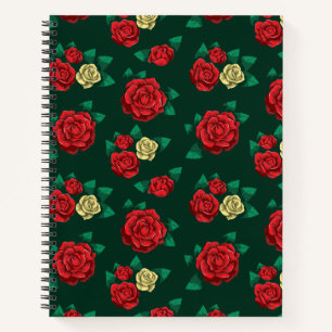 Carnet Frida Kahlo   Motif Rose rouge et or