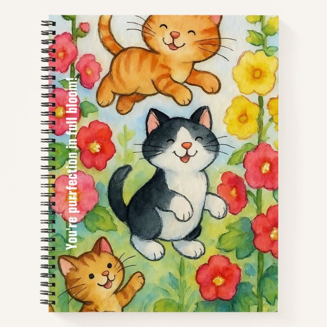 Carnet Frolicking Country Cats in Garden (Devant)