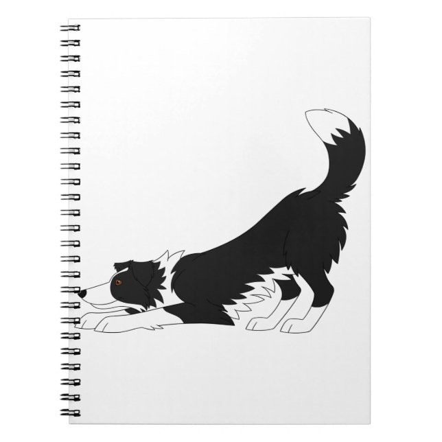 Carnet Frontière noire et blanche Collie Yoga (Devant)