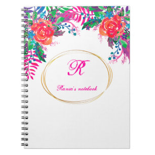 Carnet frontière or forêt florale personnalisée initiale