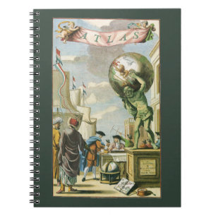 Carnet Frontispice d'atlas de l'ère baroque vintage Globe