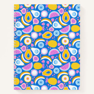 Carnet Fruits tropicaux juteux - Fond bleu