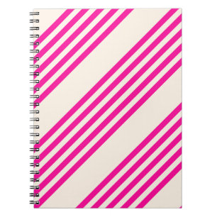 Carnet Fuchsia et beige cinq rayures motif