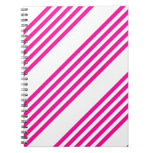 Carnet Fuchsia et blanc cinq bandes motif