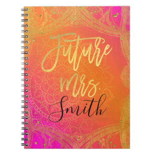 Carnet Fuchsia Pink Gold Indian Mandala Future Mme.