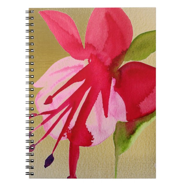 Carnet Fuchsia pop art watercolour flower (Devant)