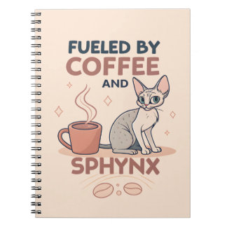 Carnet Fueled by Coffee and Sphynx Cat Art