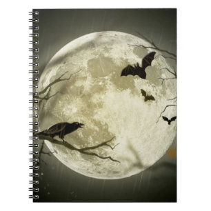 Carnet Full Moon with bats and Raven