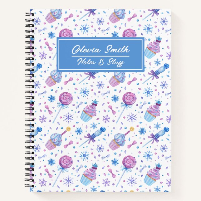Carnet Fun Blue and Purple Snow Cup Cake and Lollipop (Devant)