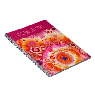 Carnet Fun Bold Orange Hot Rose Batik Circles Art Motif
