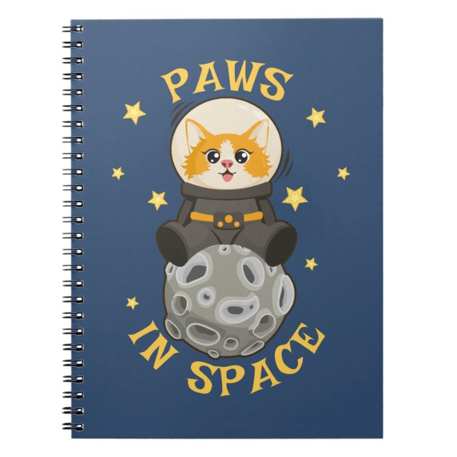 Carnet Fun Cat in space Cat Astronaut Cosmic animal Moon (Devant)