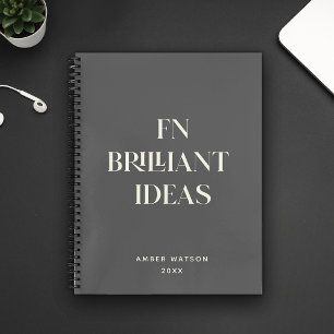 Carnet Fun Cool Grey Nom personnalisé brillant Idées Plan