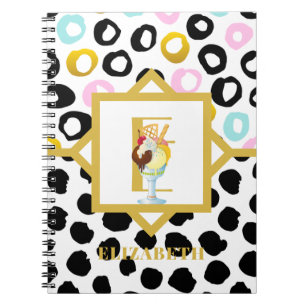 Carnet Fun Icecream Sundae Black Rose Monogrammes filles