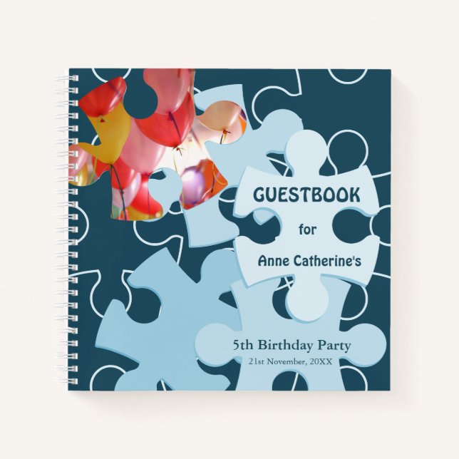 Carnet Fun Jigsaw Puzzle Pieces 5th Birthday Guestbook (Devant)