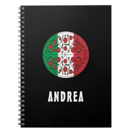 Carnet Fun Nom personnalisé Italie Drapeau italien Pepper