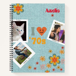 Carnet Fun rétro 70's Personnalisé Faux Denim