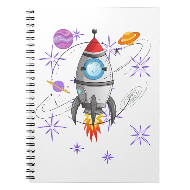 Carnet Fun Rocket Ship Space Stars Planètes (Devant)