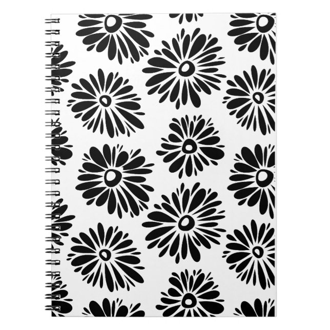 Carnet Funky Black et blanc floral (Devant)