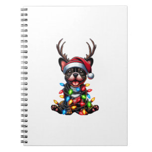 Carnet Funky French Bulldog Christmas Light Santa Hat Rei