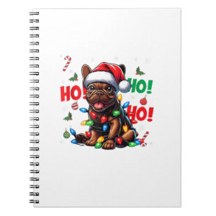 Carnet Funky French Bulldog Christmas Santa Hat Lights HO