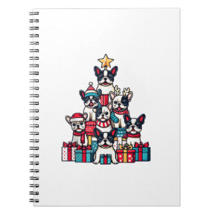 Carnet Funky French Bulldog Christmas Tree Snowflakes San