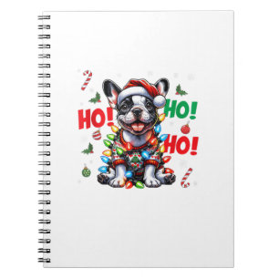 Carnet Funky French Bulldog HO HO Christmas Santa Hat