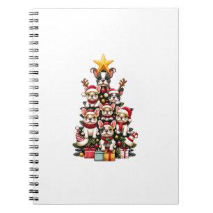Carnet Funky French Bulldog sapin de Noël Santa Hat neige