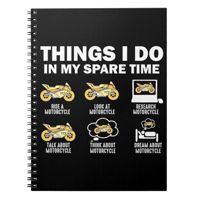 Carnet Funny 6 choses que je fais dans ma moto temps libr (Devant)