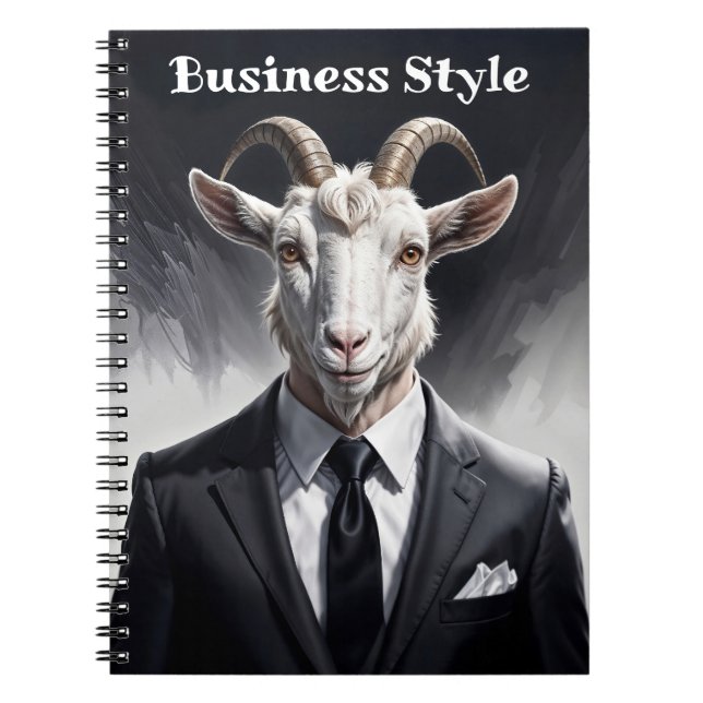 Carnet Funny animal boss surreal suited goat character (Devant)